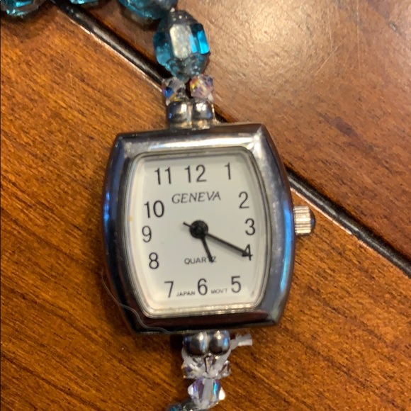 Elastic watch with antique blue crystal beads - Picture 2 of 5